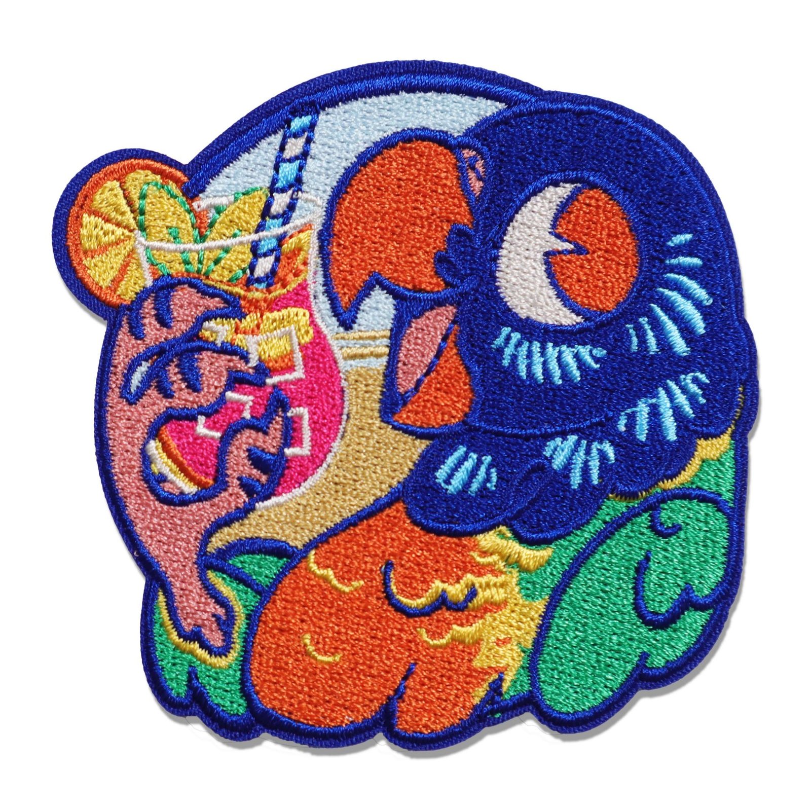 "Tropical parrot embroidered patches with adhesive backing for bags and clothing"