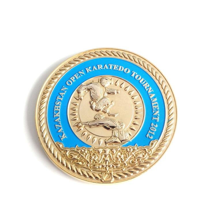 Gold Commemorative Medal with Blue Border