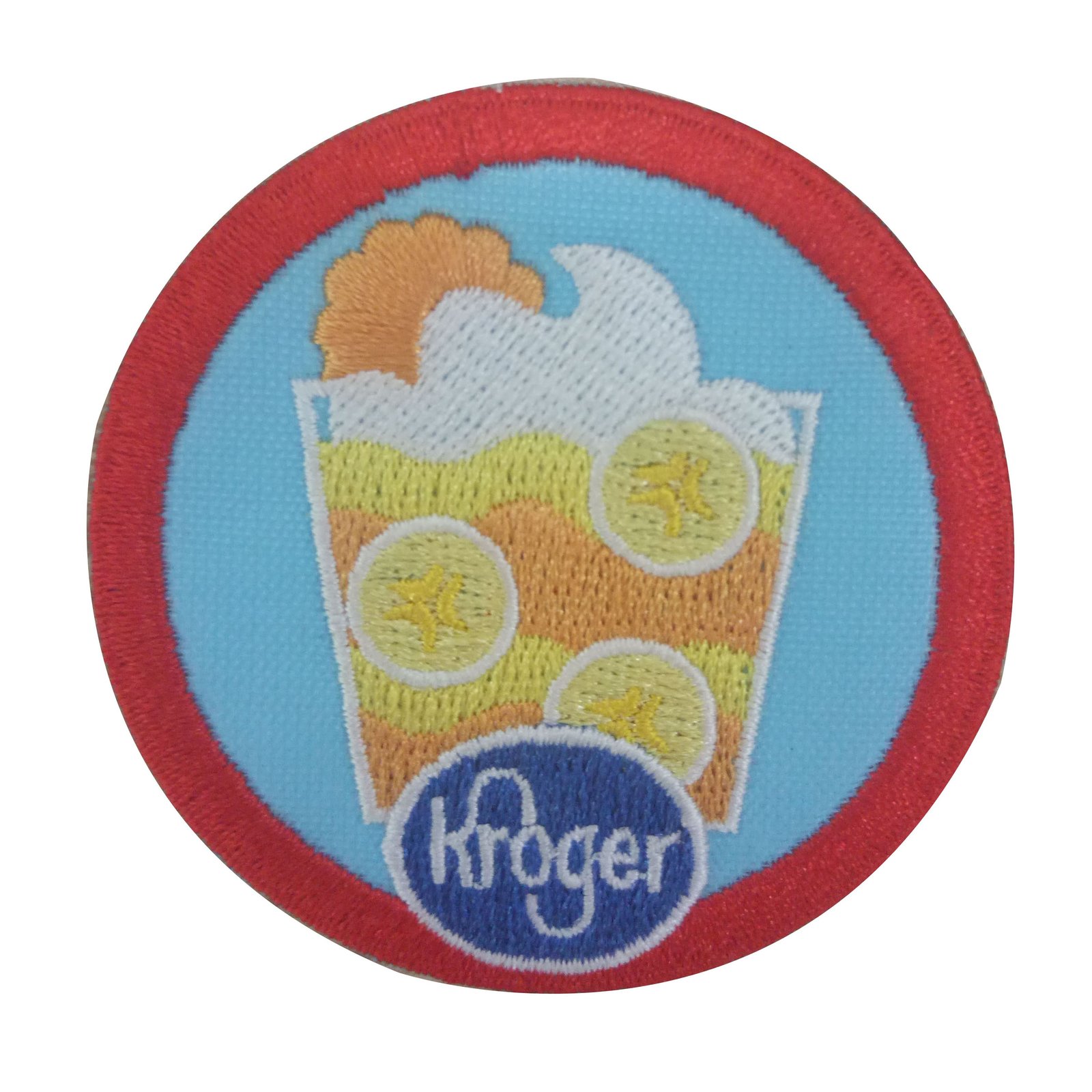 "Drink-themed embroidered patches for branding and promotions"