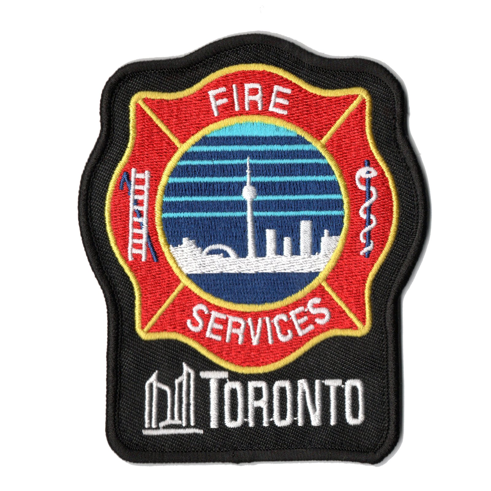 "Toronto Fire Services embroidered patches with eco-friendly materials for uniforms"