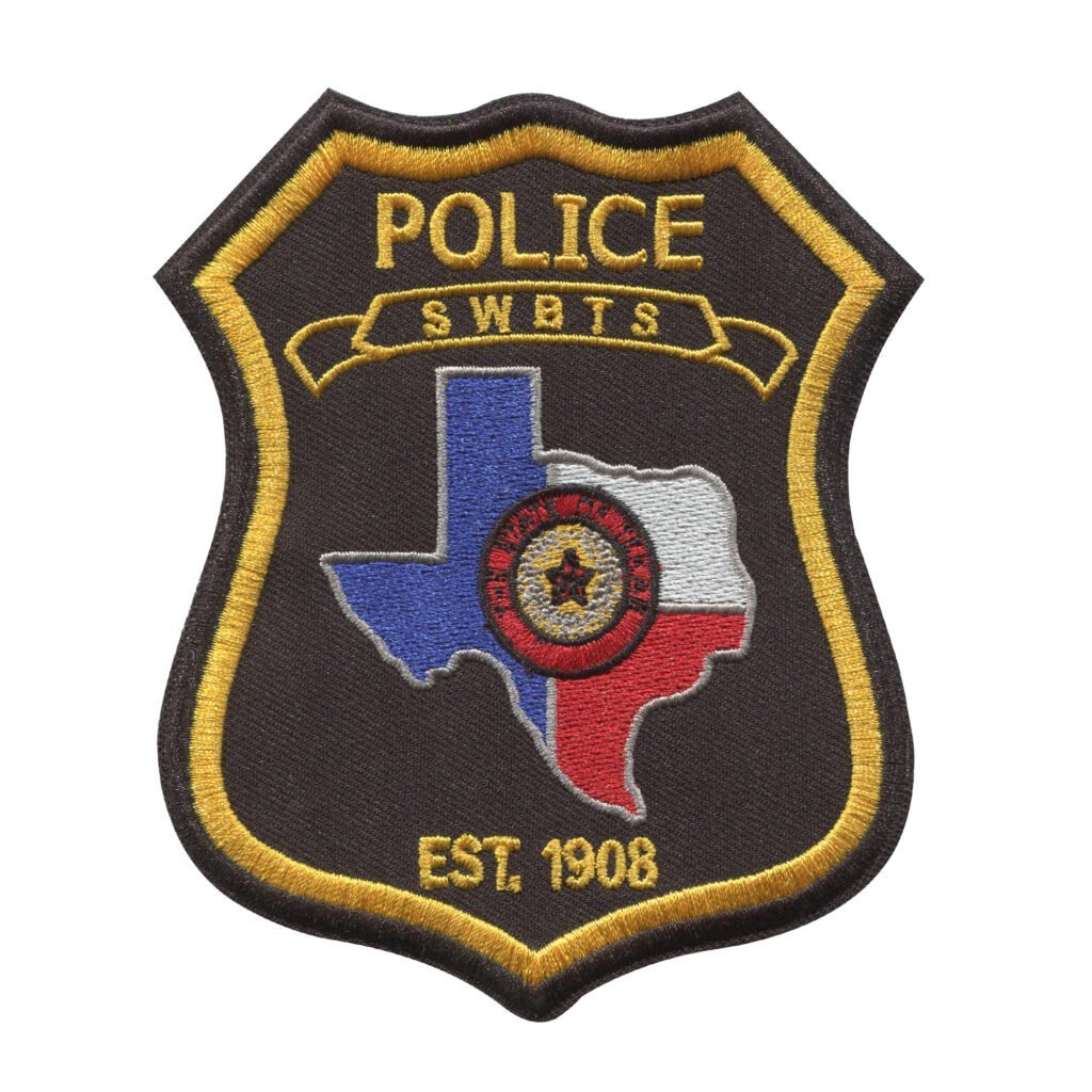 SWBTS Police Badge Featuring Texas Map Outline