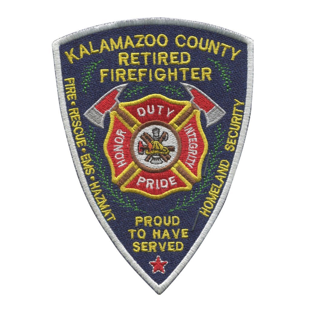 "Kalamazoo County Retired Firefighter Patch with Maltese Cross"