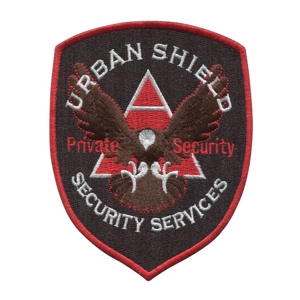 "Urban Shield Security Services Patch with Eagle and Triangle Design"