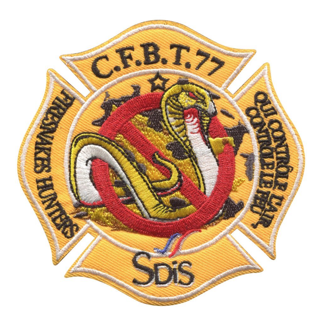 "C.F.B.T. 77 Fire Patch with Snake and Maltese Cross Design"